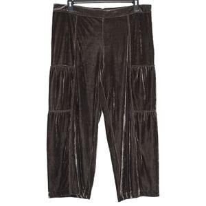 Soft Surroundings Velvet Wide Leg Pants High Rise Brown Mink Minimalist Boho PXL
